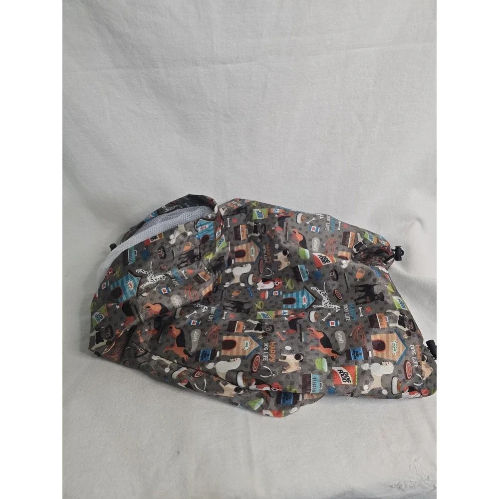 FunnyDogClothes.com Dog Raincoat Grey Pet Print‎ Mesh Lined Hooded Jacket Large